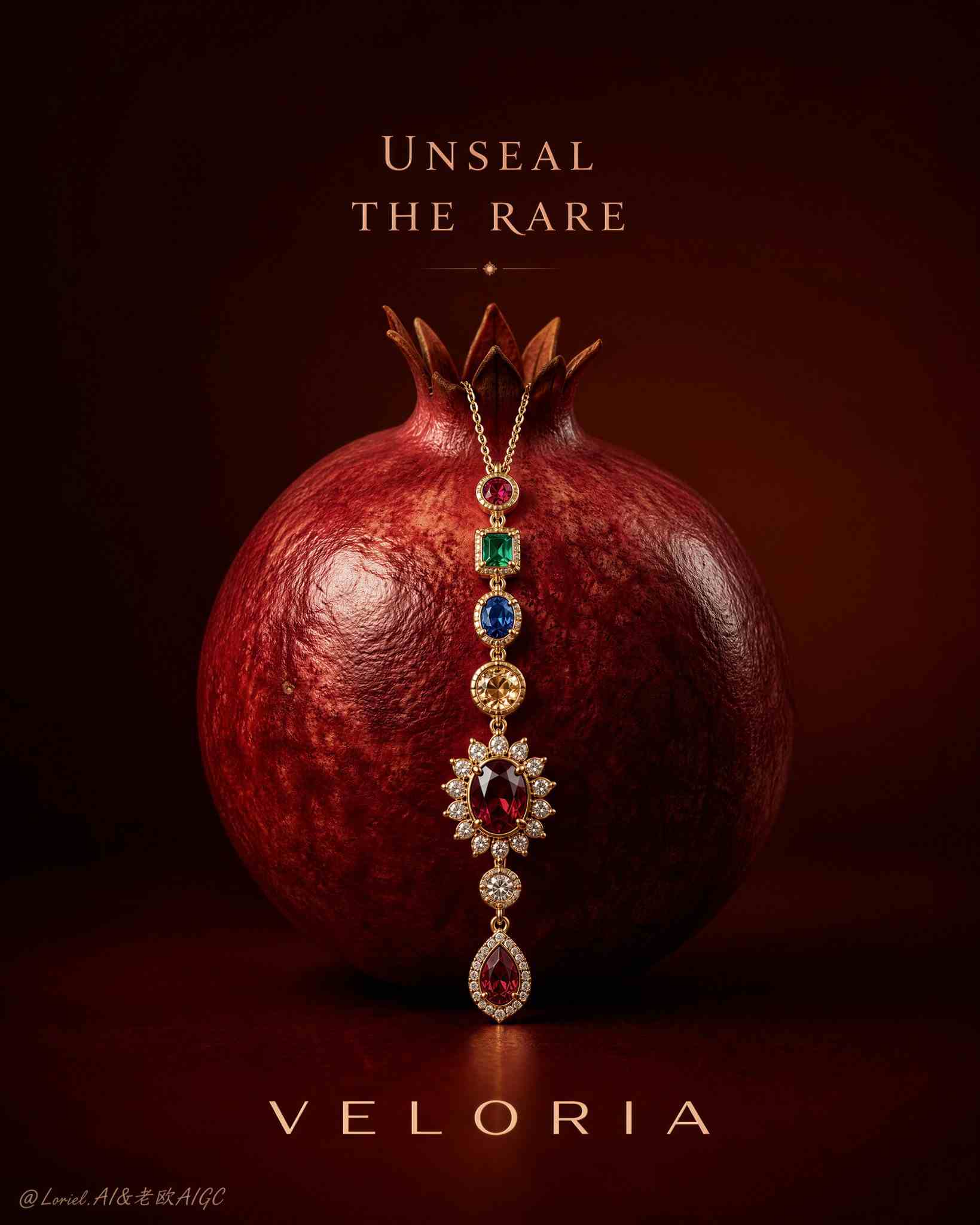 Pomegranate and gemstone jewelry campaign
